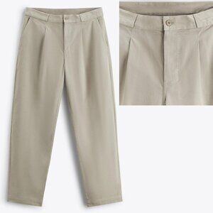 NWT New Zara Grey Cotton Straight Leg 6917/417 Pants Size 29